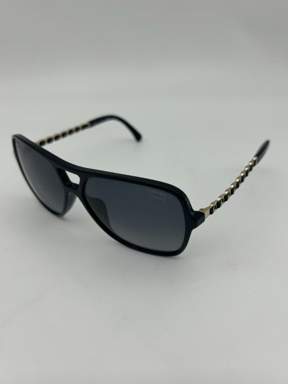 Chanel CC Logo Polarized Sunglasses Black Gray Gradient Eyewear - Picture 8 of 12